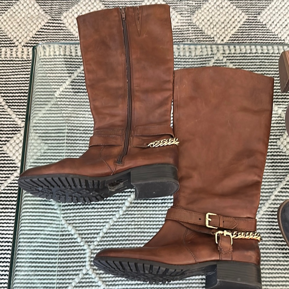 Brown Leather Knee-High Boots